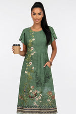 Printed Midi Dress with Petal Sleeves — Colour 3