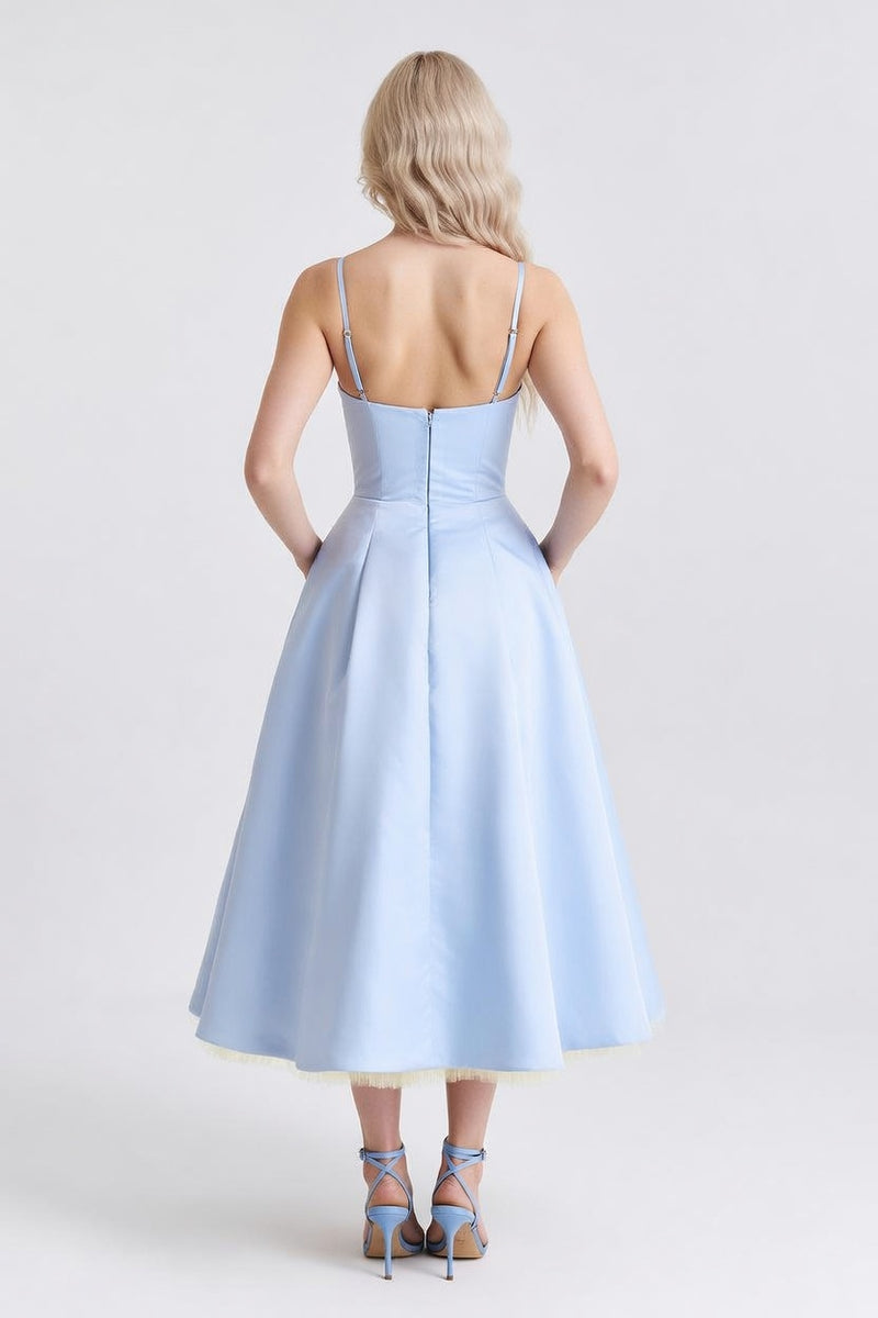 Double Layer Mesh Halter Dress — back view