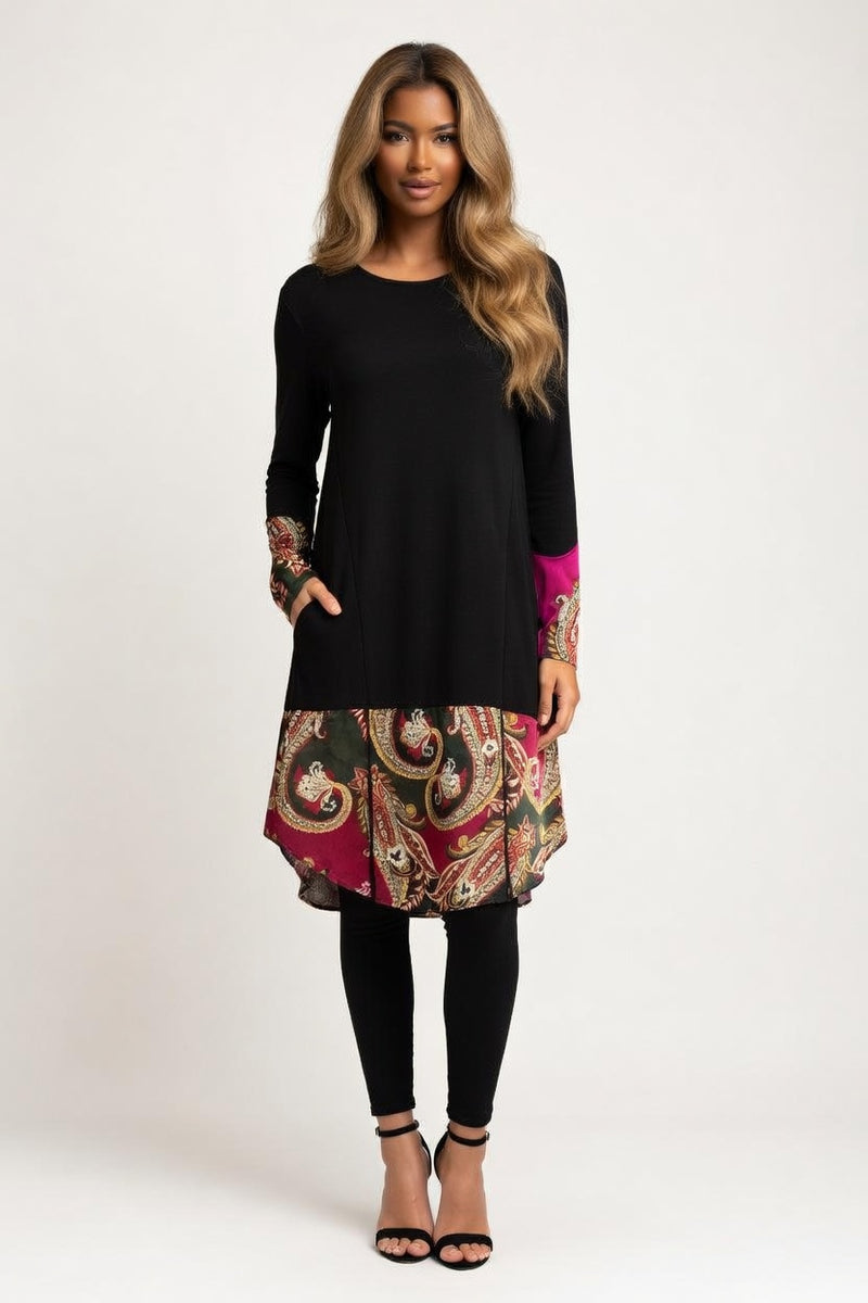 Printed Midi Dress — front view