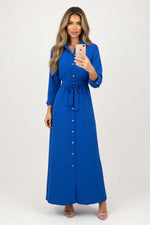 Button Through Chiffon Midi Dress — front view