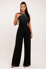 Embellished Wide-Leg Jumpsuit — front view