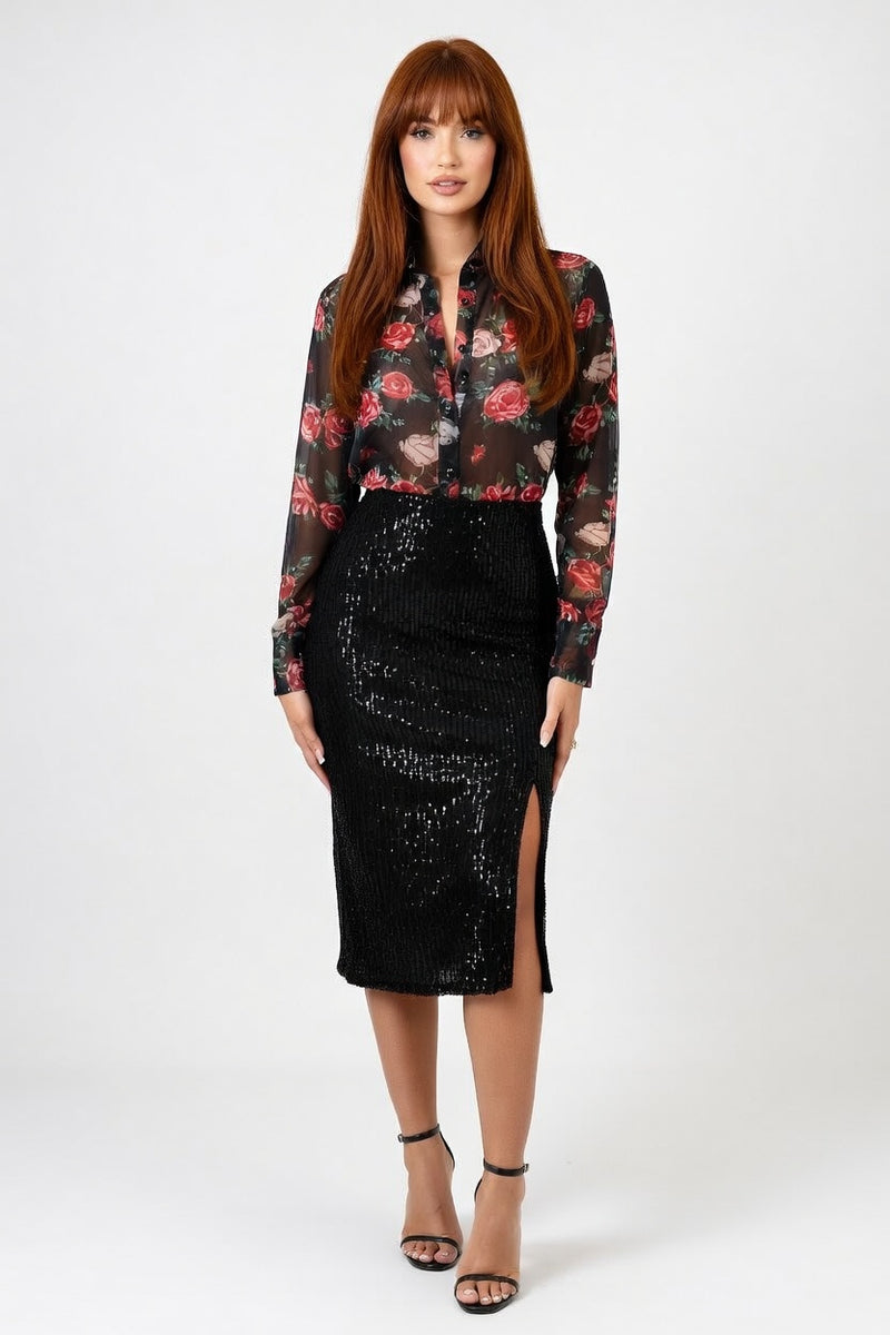 Sequin Mini Skirt — front view