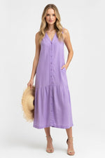 Cotton Halter Maxi Dress — Violet