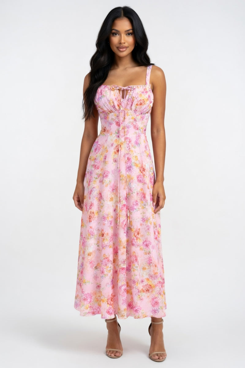 Printed Halter Maxi Dress — Blue Print