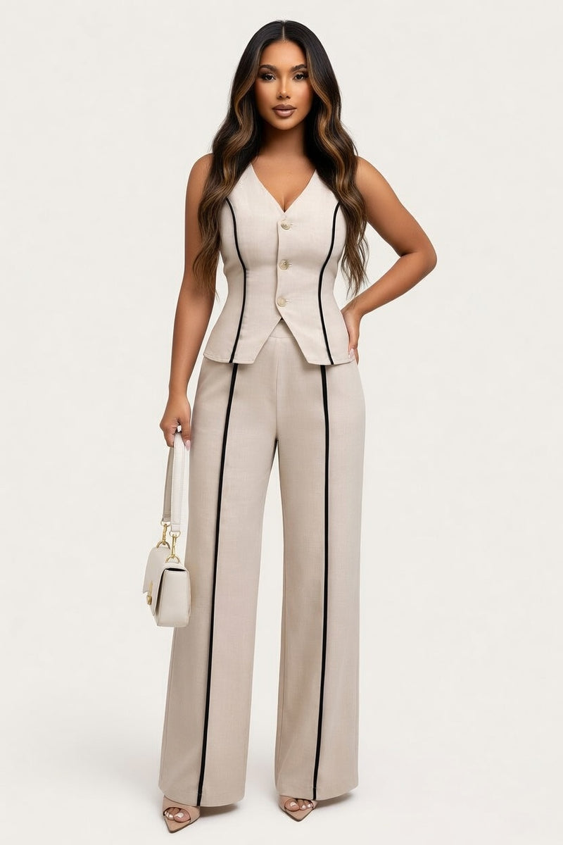 Contrast Sleeveless Co-ord Set — front view