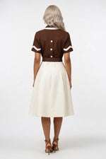 Contrast Lapel Short Sleeve Dress — back view