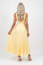 Draped Satin Halter Dress — back view