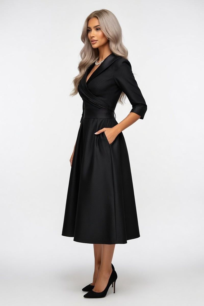 Satin Formal Dress Long Sleeve — side view