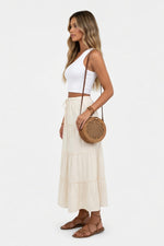 Contrast Panel A-Line Skirt — side view