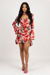 Cut-Out Satin Midi Dress
