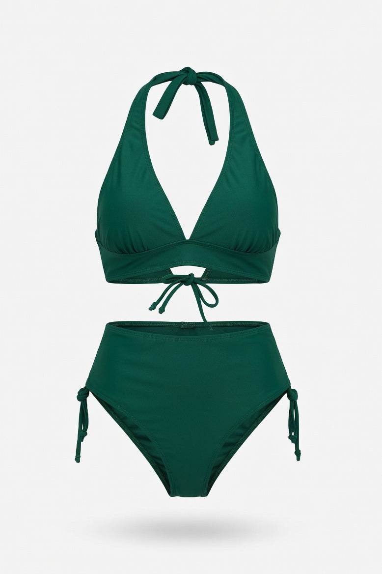 Twist Halter Bikini Set — Dark Green