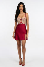 Lace Camisole with Steel Ring Detail — Burgundy