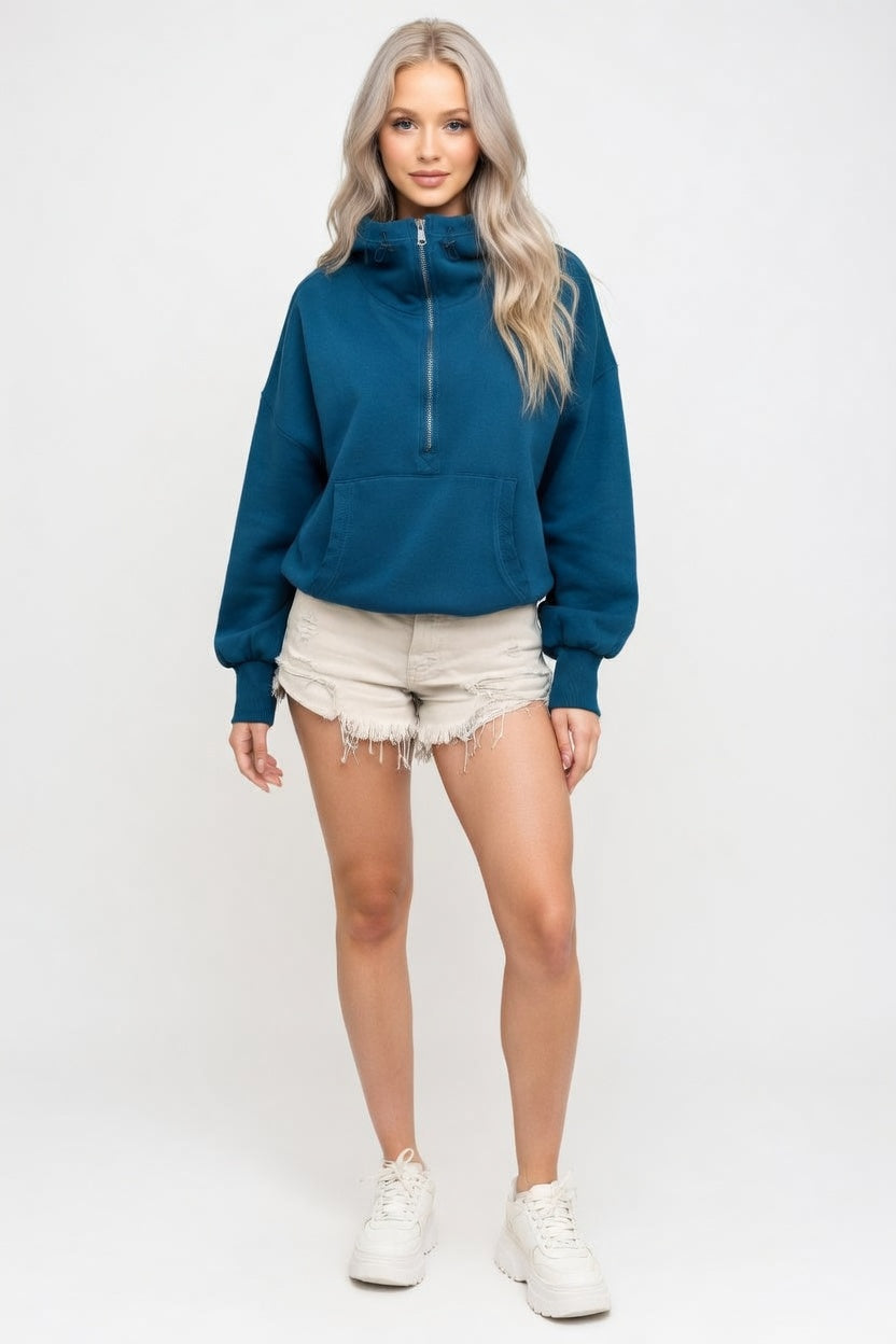 Zip-Up Hooded Sweatshirt — Lotus Pink
