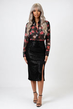 Sequin Mini Skirt — Dark Blue