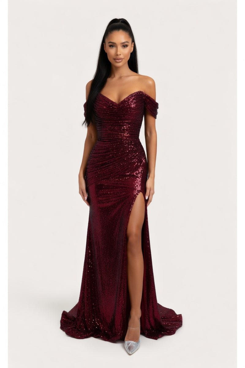 Sequin Slit Mini Dress — front view