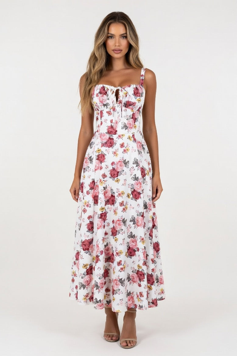 Printed Halter Maxi Dress — Dried Rose