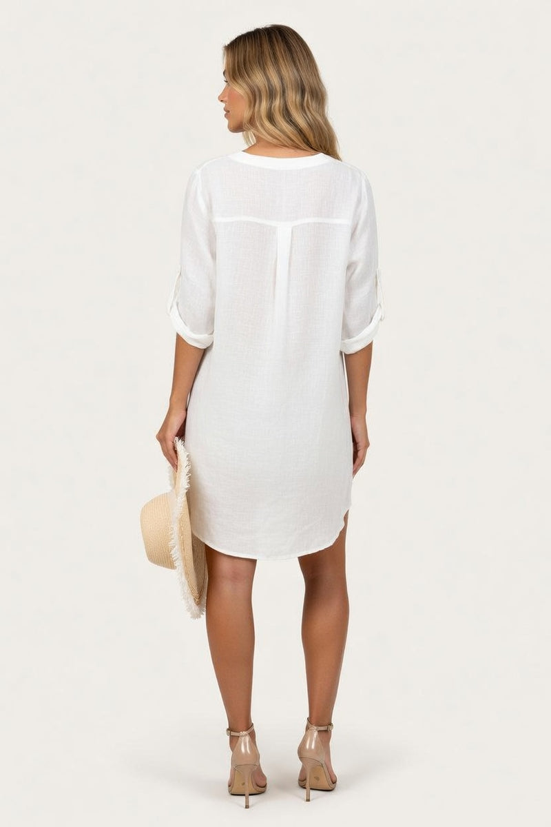 Cotton Linen Resort Dress — back view