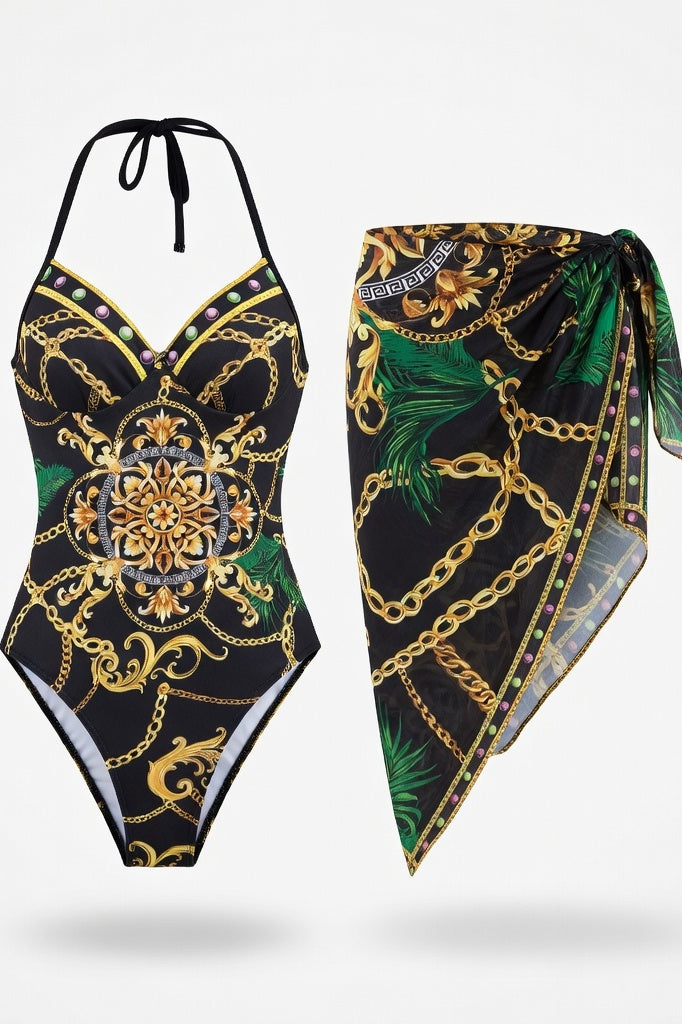 Printed Swimwear Set — Black