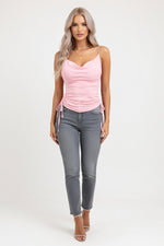 Deep V Cami Top — Pink