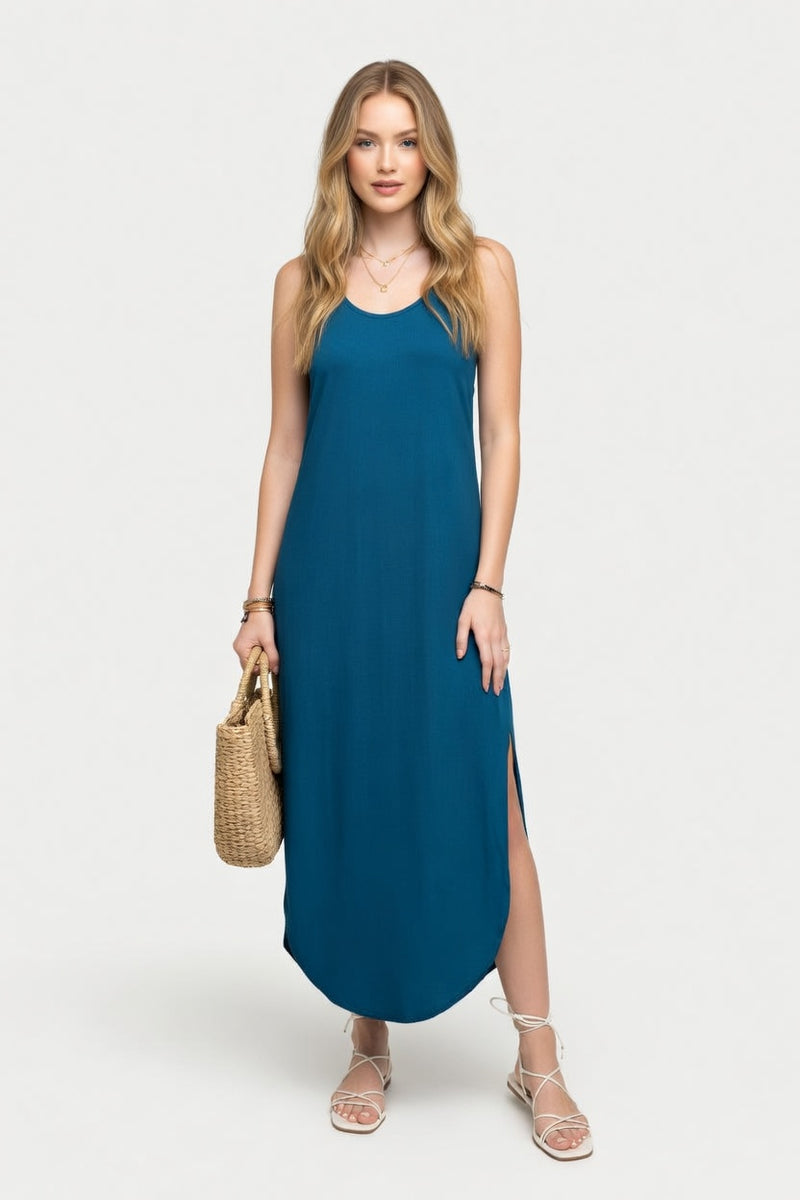 Backless Halter Slip Dress — front view