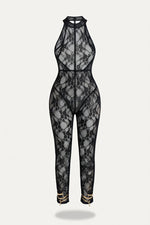 Halter Backless Bodycon Jumpsuit — Rose Red