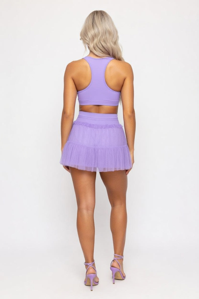 Mesh Pleated Tennis Skirt — back view