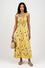 Printed Halter Maxi Dress — Yellow