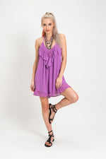 Lace Halter Midi Dress — Violet