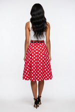Swan Print Pleated A-Line Skirt — back view