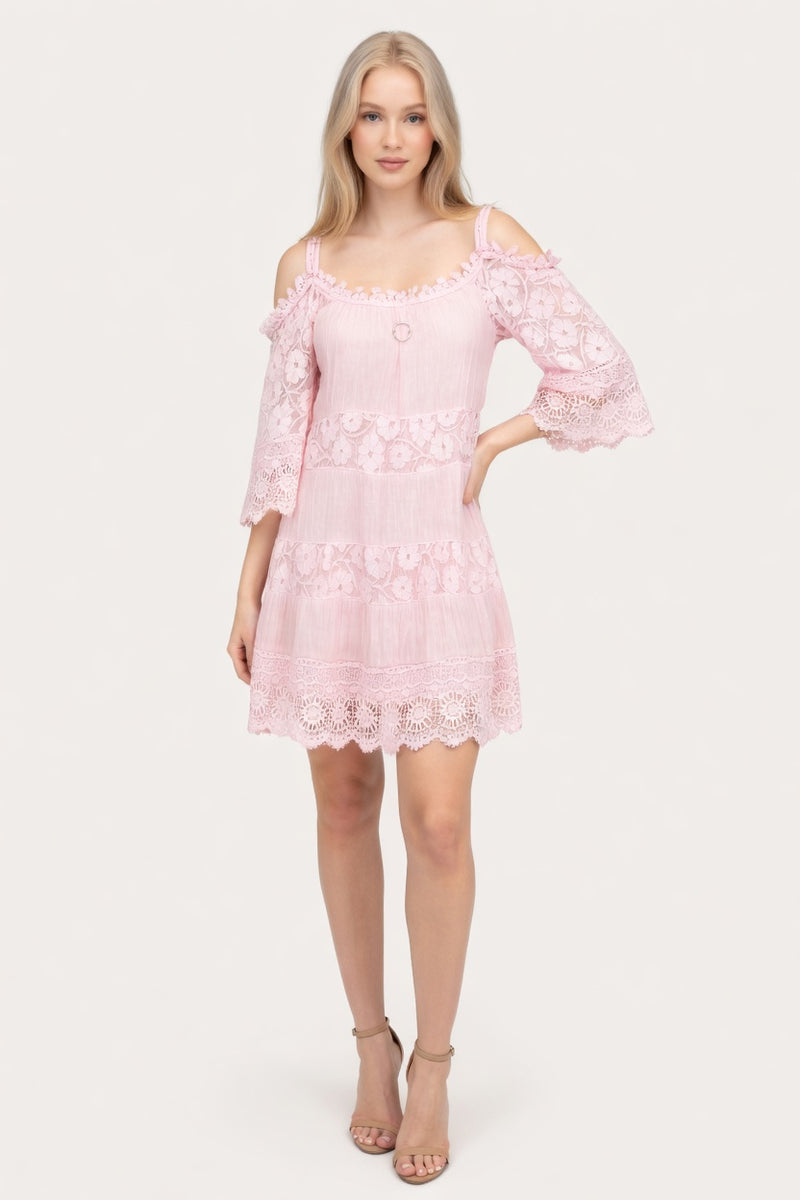 Off-Shoulder Lace Cami Dress — front view