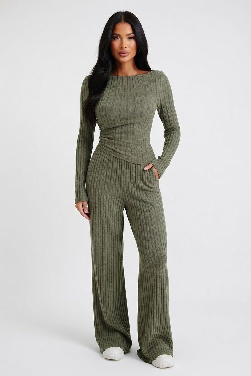 Knitted High Neck Co-ord Set — front view