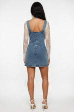 Distressed Denim Dress — back view