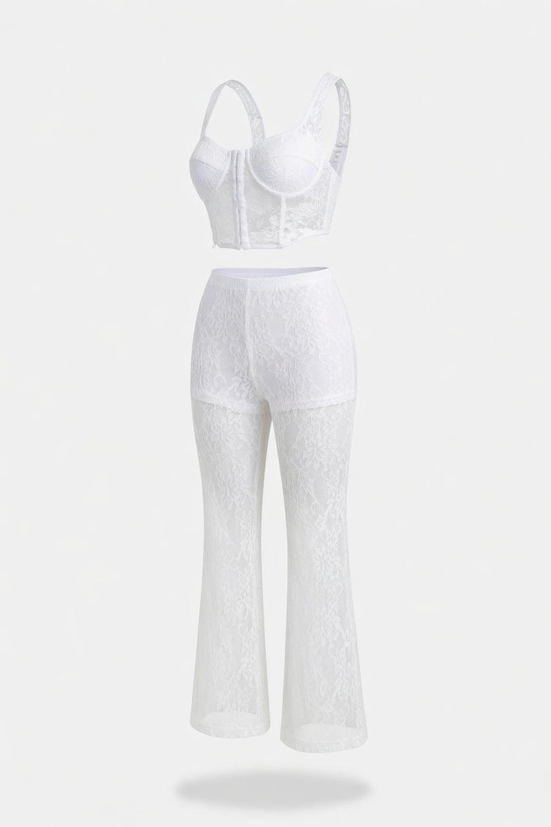 Hollow Lace Flare Trousers — side view