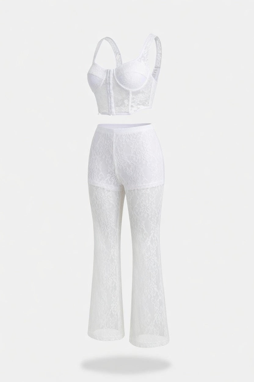 Hollow Lace Flare Trousers — side view