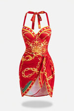 Printed Swimsuit Set — Red