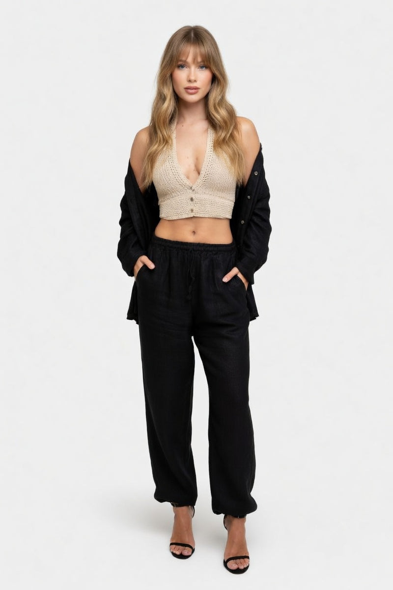 Halter Backless Knit Top — front view