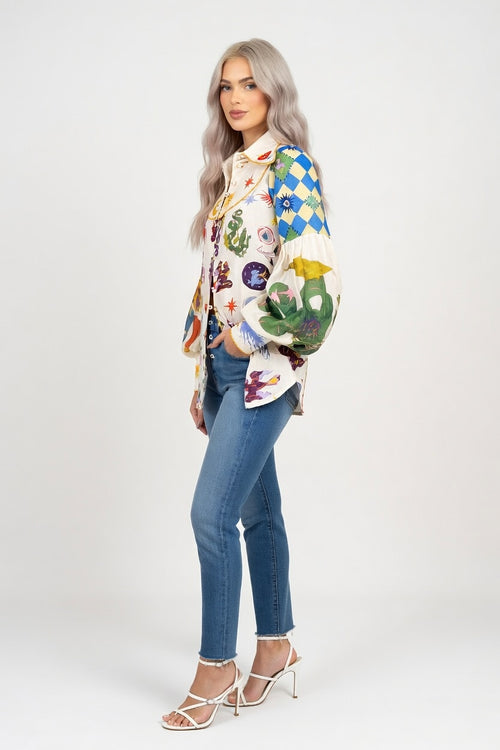 Graffiti Print Shirt — side view