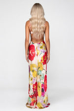 Printed Halter Backless Dress — back view