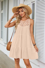 Lace Halterneck A-Line Dress — Apricot — colour variant