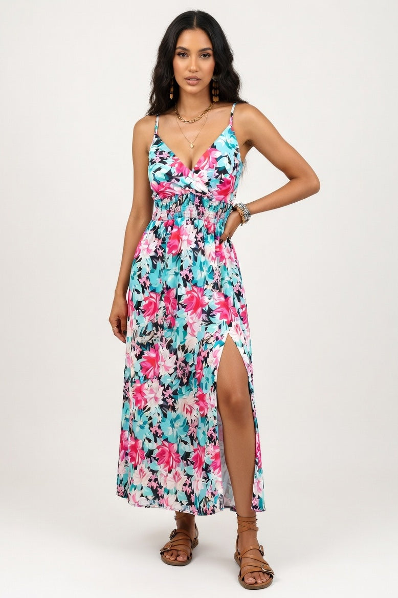 Leopard Print Halter Dress — Green