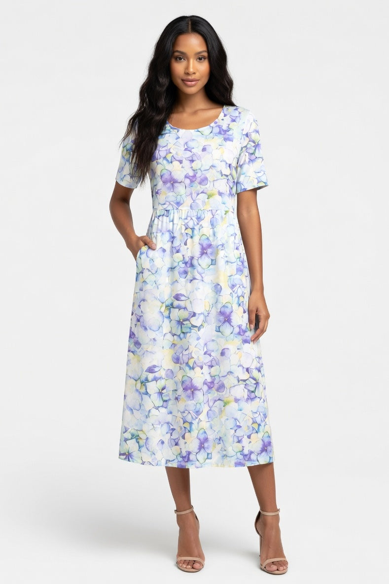 Round Neck Printed Dress — Print 7