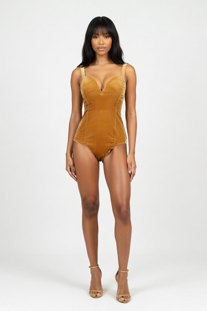 Gold Velvet Strapless Bodycon Dress — Gold