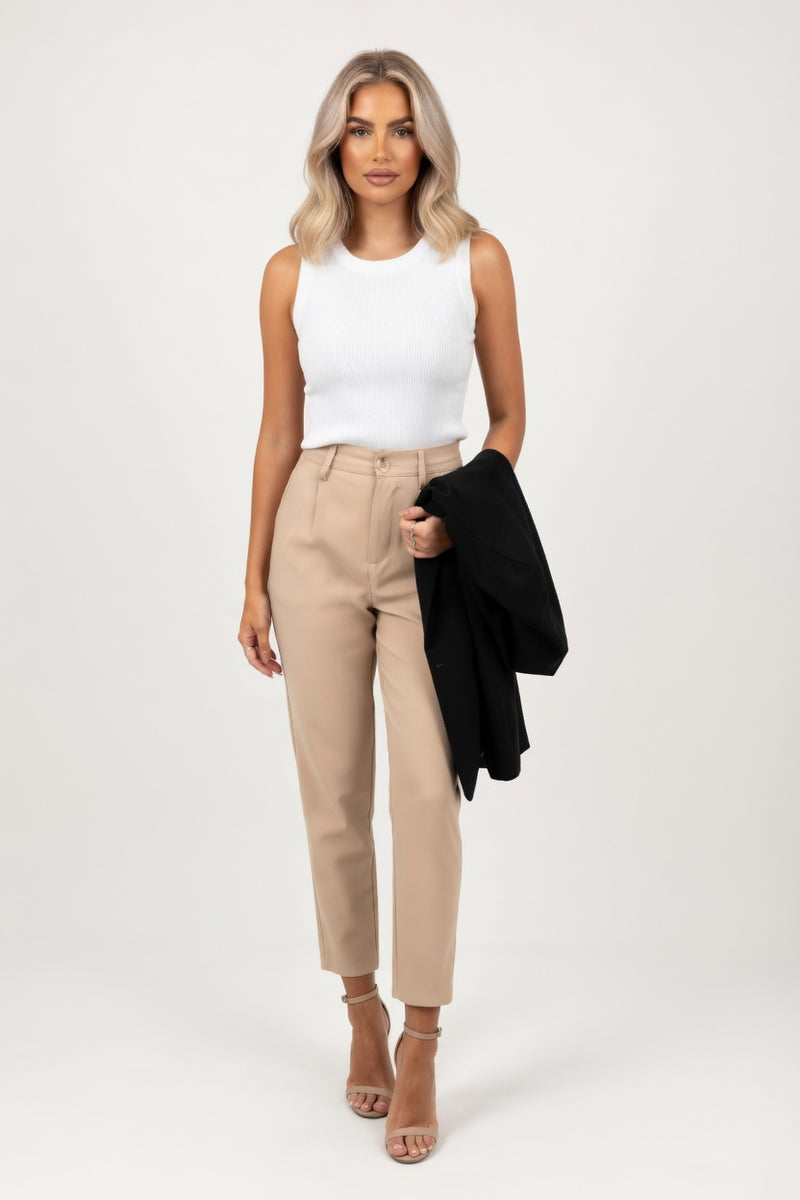 Knitted Halter Top — Floral Khaki