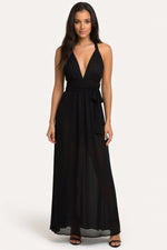 Multi-Strap Bandage Midi Dress — Black
