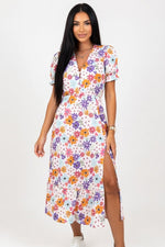 Deep V Mini Dress — Lotus Orange Floral