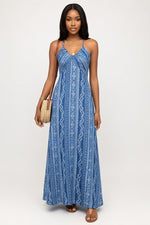 Halter Printed Beach Dress — Blue