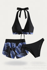 Printed Bikini Set — Blue Leaf