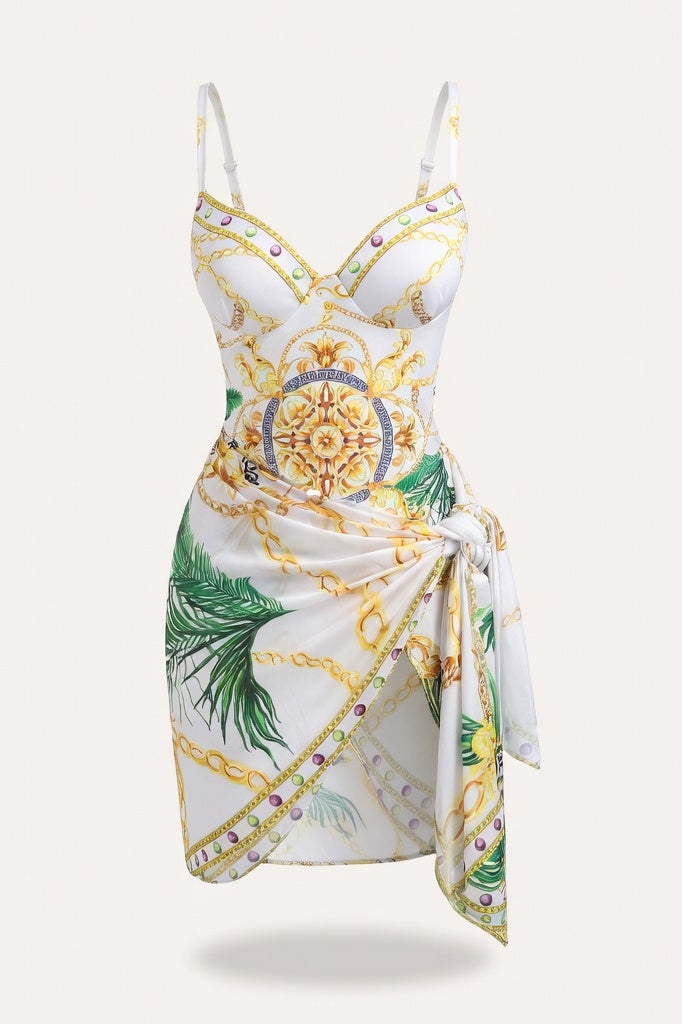 Printed Swimsuit Set — White