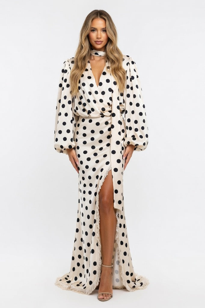 V-Neck Puff Sleeve Dress — White