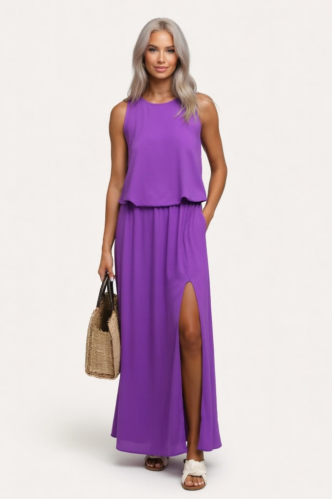 Modal Halter Midi Dress — Light Purple